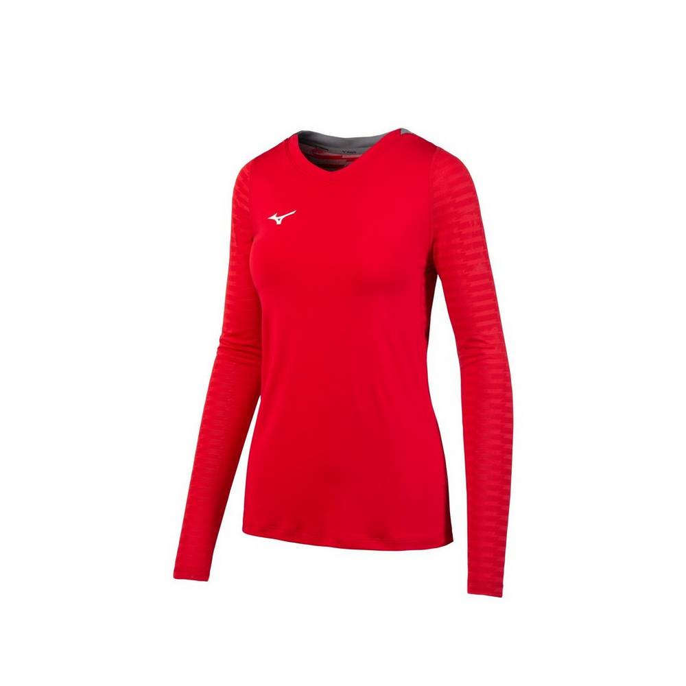 Jerseys Mizuno United Long Sleeve Mujer Rojas Ofertas KPZQ-49062